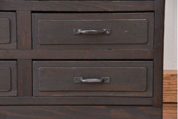 アンティーク家具　アンティーク　古い木のシックなシンプルガラス本箱(収納棚、ブックケース)