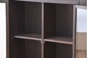 アンティーク家具　アンティーク　古い木のシックなシンプルガラス本箱(収納棚、ブックケース)