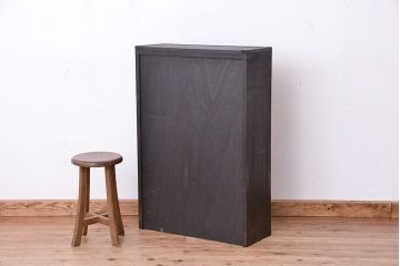 アンティーク家具　アンティーク　古い木のシックなシンプルガラス本箱(収納棚、ブックケース)