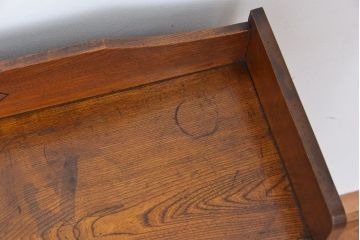 アンティーク家具　大正ロマン　古いナラ材のデザインモールガラス本箱(ブックケース、収納棚)