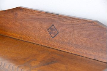 アンティーク家具　大正ロマン　古いナラ材のデザインモールガラス本箱(ブックケース、収納棚)