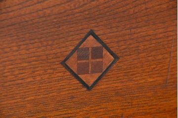 アンティーク家具　大正ロマン　古いナラ材のデザインモールガラス本箱(ブックケース、収納棚)