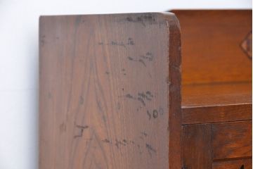 アンティーク家具　大正ロマン　古いナラ材のデザインモールガラス本箱(ブックケース、収納棚)