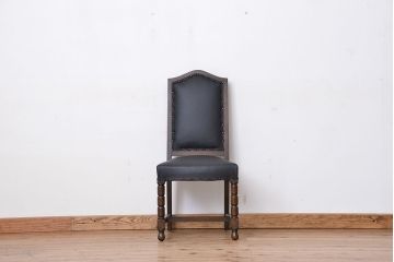 アンティーク家具　和製アンティーク　古いナラ材のシックなチェア(2)