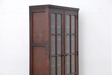 中古　北海道民芸家具　樺無垢材本箱　定価約27万円(ガラス収納棚、ブックケース)