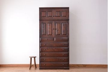 中古　北海道民芸家具　特注品　樺材　三段重ね整理ダンス(収納タンス/チェスト)