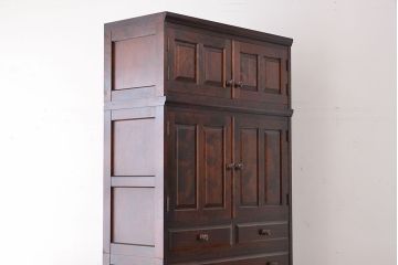 中古　北海道民芸家具　特注品　樺材　三段重ね整理ダンス(収納タンス/チェスト)