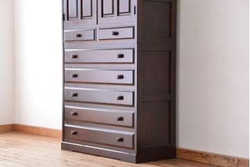 中古　北海道民芸家具　特注品　樺材　三段重ね整理ダンス(収納タンス/チェスト)