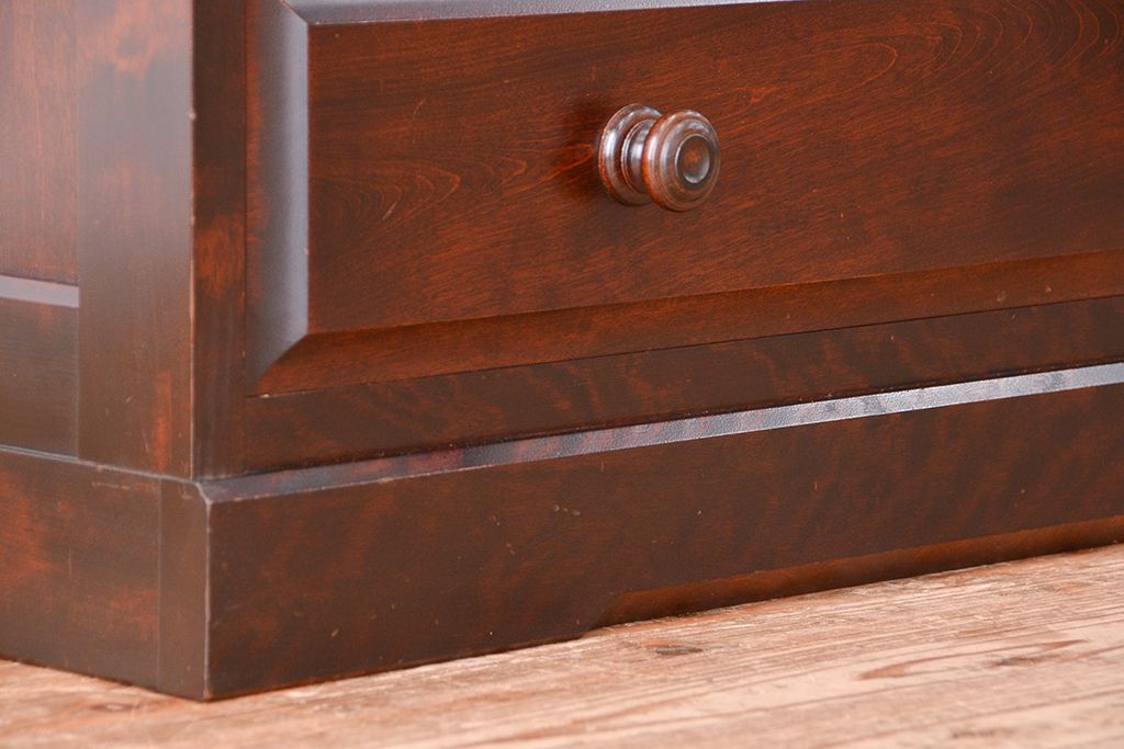 中古　北海道民芸家具　特注品　樺材　三段重ね整理ダンス(収納タンス/チェスト)