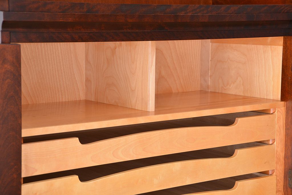 中古　北海道民芸家具　特注品　樺材　三段重ね整理ダンス(収納タンス/チェスト)