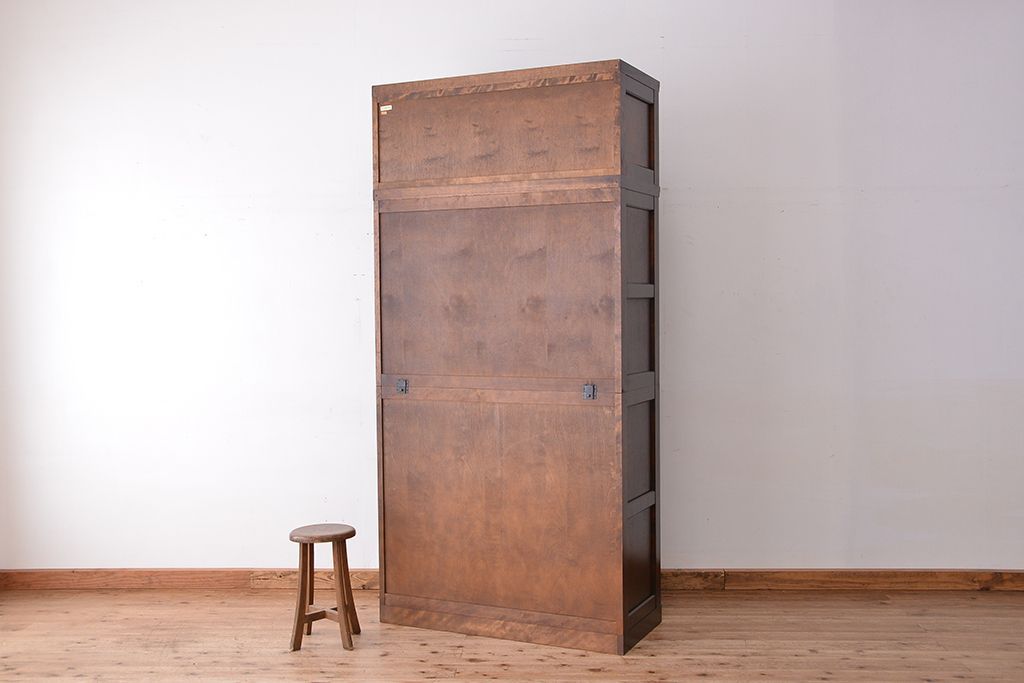 中古　北海道民芸家具　特注品　樺材　三段重ね整理ダンス(収納タンス/チェスト)