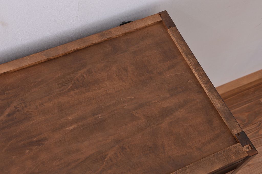 中古　北海道民芸家具　特注品　樺材　三段重ね整理ダンス(収納タンス/チェスト)