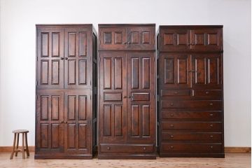 中古　北海道民芸家具　特注品　樺材　三段重ね整理ダンス(収納タンス/チェスト)