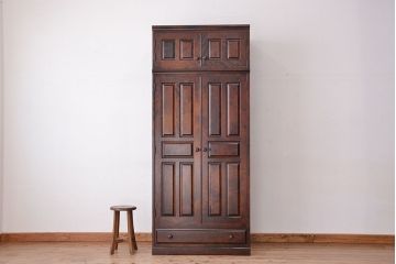 中古　北海道民芸家具　特注品　樺材　三段重ね　洋服箪笥(ワードローブ・衣類収納)
