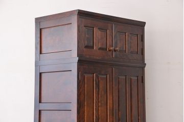中古　北海道民芸家具　特注品　樺材　三段重ね　洋服箪笥(ワードローブ・衣類収納)