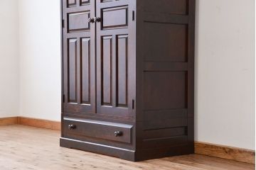 中古　北海道民芸家具　特注品　樺材　三段重ね　洋服箪笥(ワードローブ・衣類収納)