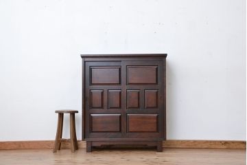 中古　北海道民芸家具　特注品　樺材　脚付き下駄箱(収納棚)(定価約20万)