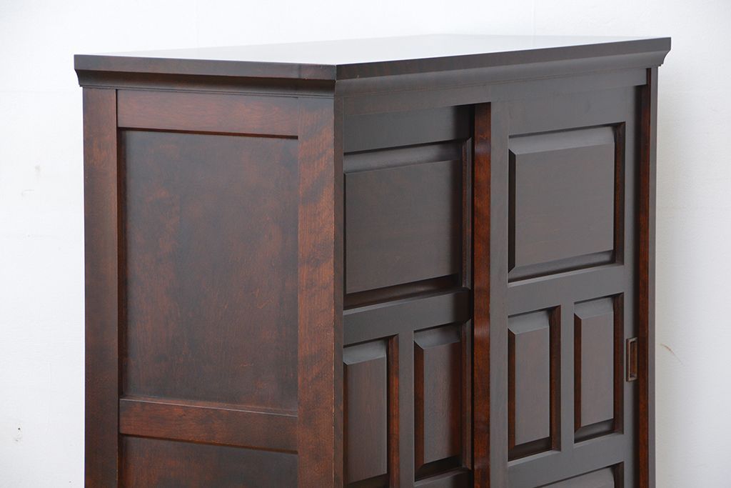 中古　北海道民芸家具　特注品　樺材　脚付き下駄箱(収納棚)(定価約20万)