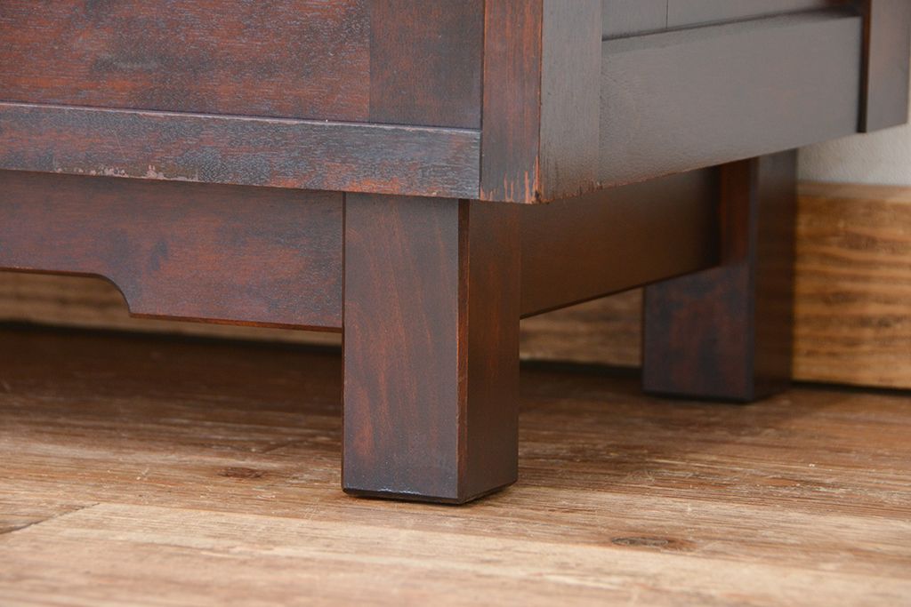 中古　北海道民芸家具　特注品　樺材　脚付き下駄箱(収納棚)(定価約20万)