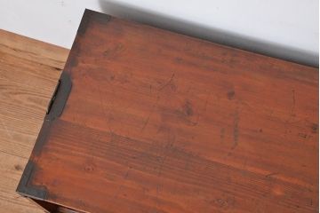 アンティーク家具　古民具・骨董　前面欅材　上質な引き出し付き時代箪笥ローボード(収納棚)