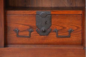 アンティーク家具　古民具・骨董　リメイク品　前面欅材!米沢帳場小箪笥(収納棚・帳場箪笥)