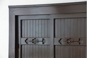 アンティーク家具　古民具・骨董　一本物　明治時代　使い込まれた四尺水屋箪笥(食器棚・収納棚)