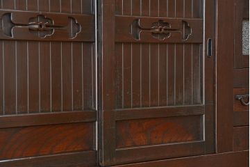 アンティーク家具　古民具・骨董　一本物　明治時代　使い込まれた四尺水屋箪笥(食器棚・収納棚)