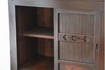 アンティーク家具　古民具・骨董　一本物　明治時代　使い込まれた四尺水屋箪笥(食器棚・収納棚)