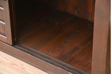 アンティーク家具　古民具・骨董　一本物　明治時代　使い込まれた四尺水屋箪笥(食器棚・収納棚)