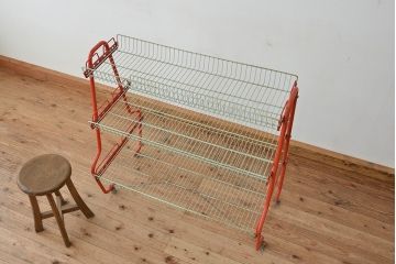 レトロ家具　★昭和レトロ　かわいいアイアンワゴン(アイアンラック)