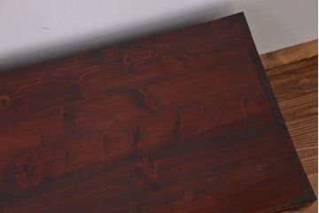 アンティーク家具　古民具・骨董　漆塗り　前面欅材の二段重ね米沢箪笥(衣装タンス)