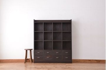 アンティーク家具　アンティーク　古い木の引き出し　12マス目棚(ロッカー/収納棚)(本棚/飾り棚)小