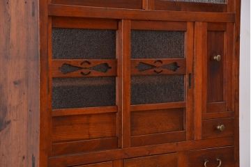 レトロ家具　昭和レトロ けんどん付き 味のある幅の狭い食器棚(水屋箪笥・収納棚)