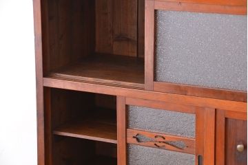 レトロ家具　昭和レトロ けんどん付き 味のある幅の狭い食器棚(水屋箪笥・収納棚)