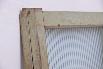 アンティーク　ペイントの剥げた小さなモールガラス引き戸　2枚セット(ガラス窓)