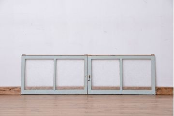 アンティーク ペンキの剥げた小振りなダイヤガラス戸 2枚セット(1)(窓・引き戸)