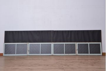 アンティーク ペンキの剥げた横長ダイヤガラス戸 4枚セット(ガラス窓・引き戸)