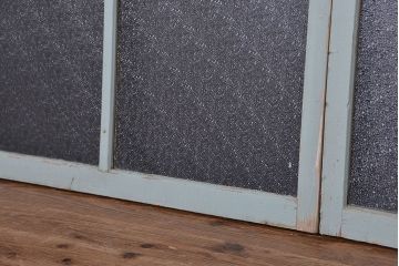 アンティーク ペンキの剥げた横長ダイヤガラス戸 4枚セット(ガラス窓・引き戸)