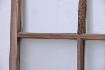 アンティーク　すりガラス入り!シャビーなペイント引き戸4枚セット(格子ガラス窓)(2)