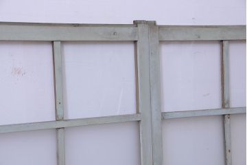 アンティーク　すりガラス入り!シャビーなペイント引き戸4枚セット(格子ガラス窓)(2)