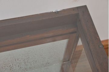 アンティーク家具　大正ロマン　古い洋館の丸脚付きガラスケース(ショーケース、収納棚、陳列棚)
