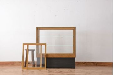 レトロ家具　アンティーク　古い木枠の引き出し付きレトロパンケース(ガラスケース、ショーケース)