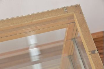 レトロ家具　アンティーク　古い木枠の引き出し付きレトロパンケース(ガラスケース、ショーケース)