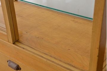 レトロ家具　アンティーク　古い木枠の引き出し付きレトロパンケース(ガラスケース、ショーケース)
