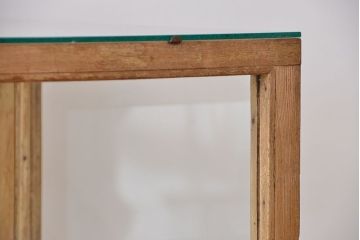 レトロ家具　アンティーク　古い木味の引き出し付きレトロガラスショーケース(収納棚、陳列棚、ガラスケース)