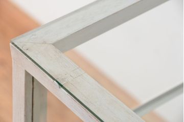 アンティーク家具　アンティーク　古い洋菓子店の台形ペイントガラスケース(1)(ショーケース、飾り棚、陳列棚)