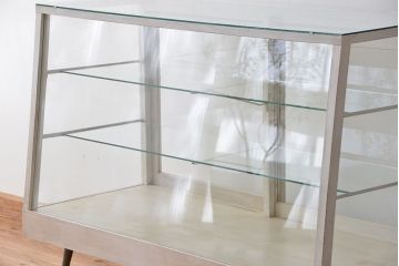 アンティーク家具　アンティーク　古い洋菓子店の台形ペイントガラスケース(1)(ショーケース、飾り棚、陳列棚)
