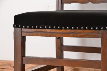アンティーク家具　アンティーク　海軍使用! 古い木の桜彫りデザインチェア(椅子/イス)