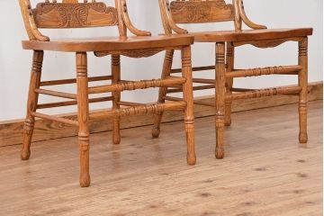 ★中古 IDC大塚家具取扱品 Shin-Lee(シンリー) オーク材ダイニングチェア2脚セット(椅子/イス)