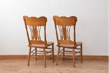 ★中古 IDC大塚家具取扱品 Shin-Lee(シンリー) オーク材ダイニングチェア2脚セット(椅子/イス)